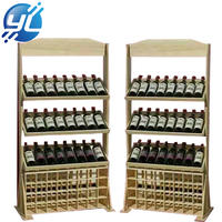 Custom retail shop floor wine bottle MDF wooden display stand