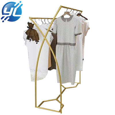 Single Rail Cloth Store Portable Gold Clothing Dress Display Racks