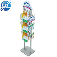 Flooring 3-storey Steel Magazines Rack Periodicals Display Storage Cabinet for Leisure Area